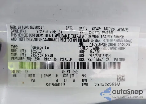 2017 Ford Focus Se from USA, damaged, VIN 1FADP3F26HL292129